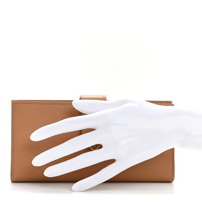 Prada Saffiano Calfskin Large Triangle Continental Wallet Naturale 4 of 18