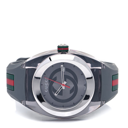 Gucci Stainless Steel Rubber 46mm Sync Web Quartz Watch Grey 2 of 6