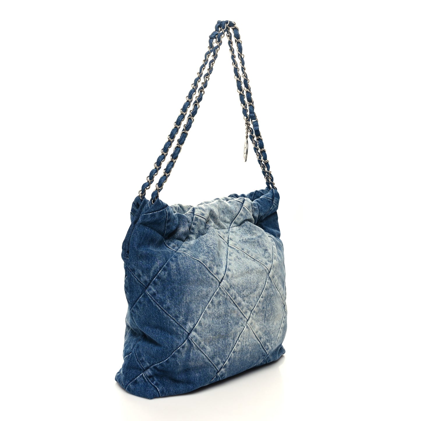 Denim Quilted Small Chanel 22 Blue