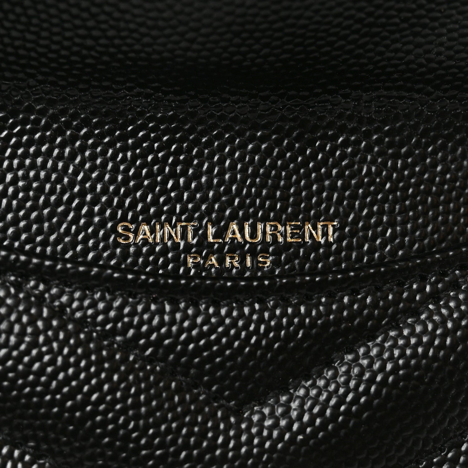 Saint Laurent Grain De Poudre Matelasse Chevron Monogram Compact Wallet Black 6 of 6