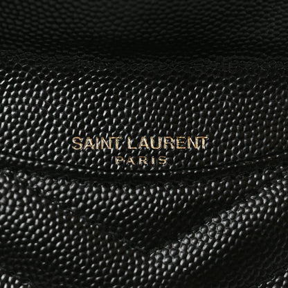 Saint Laurent Grain De Poudre Matelasse Chevron Monogram Compact Wallet Black 6 of 6