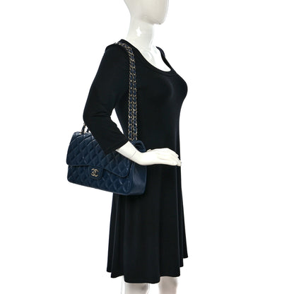 Chanel Caviar Quilted Jumbo Double Flap Navy Blue 2 of 21