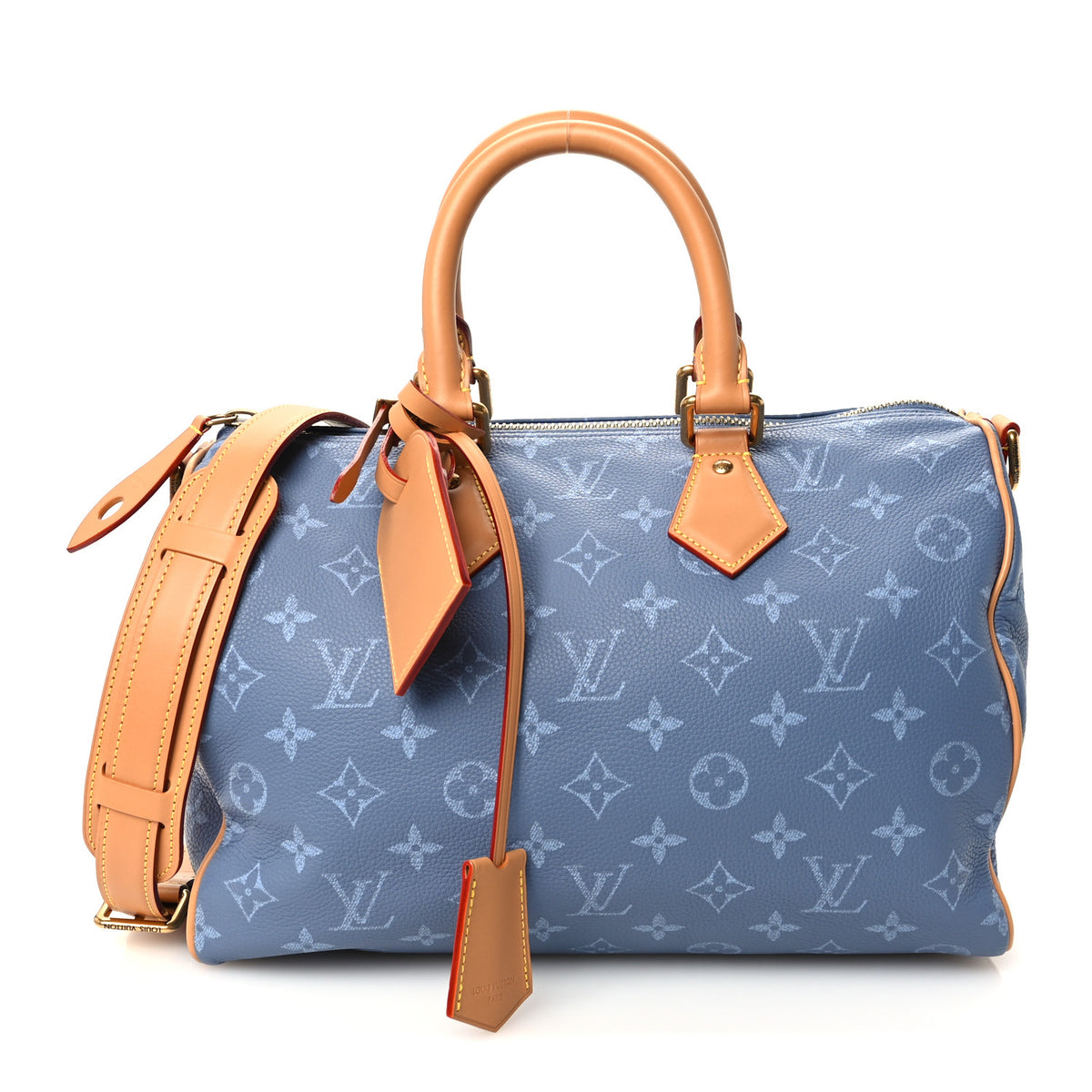 Calfskin Monogram Speedy P9 Bandouliere 30 Silk Blue