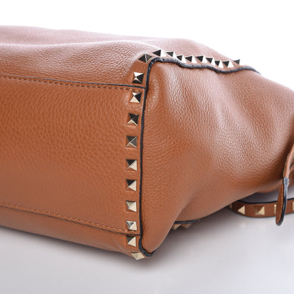 Valentino Garavani Pebbled Calfskin Rockstud Double Handle Tote Light Cuir 10 of 11