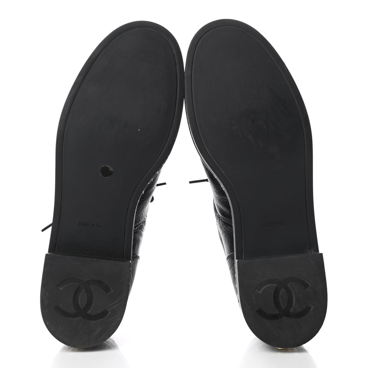 Shiny Crumpled Lambskin CC Lace Up Oxfords 38 Black