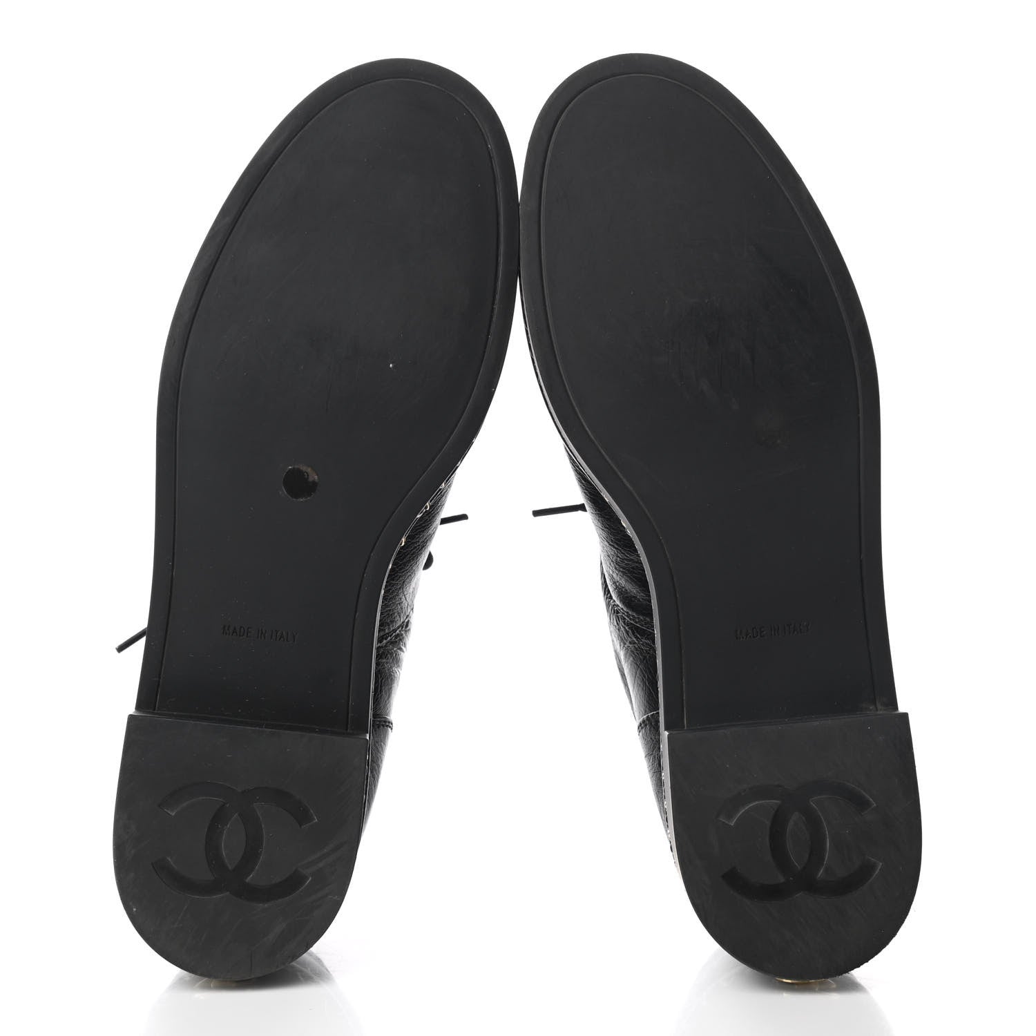 Chanel Shiny Crumpled Lambskin CC Lace Up Oxfords 38 Black 5 of 9