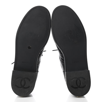 Chanel Shiny Crumpled Lambskin CC Lace Up Oxfords 38 Black 5 of 9