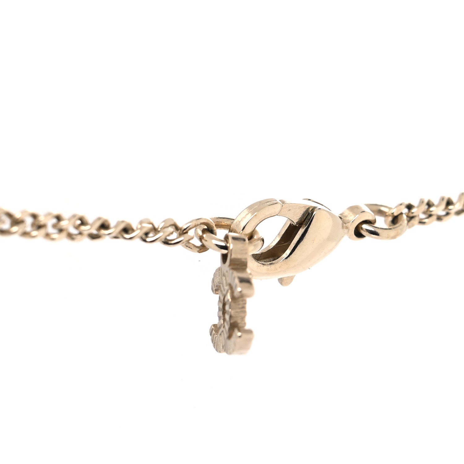 Chanel Baguette Crystal Logo CC Chain Necklace Gold 3 of 4
