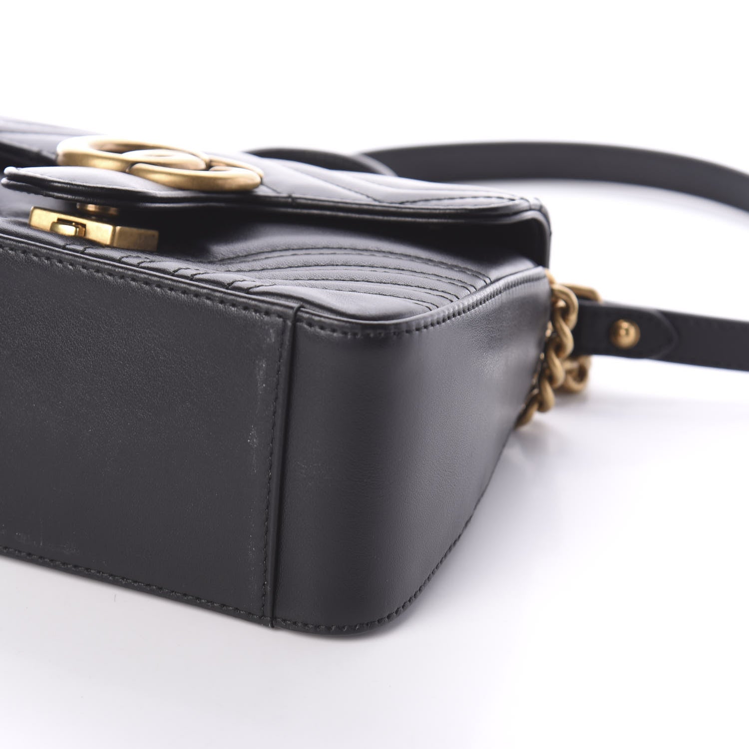 Gucci Calfskin Matelasse Mini GG Marmont Top Handle Shoulder Bag Black 9 of 9