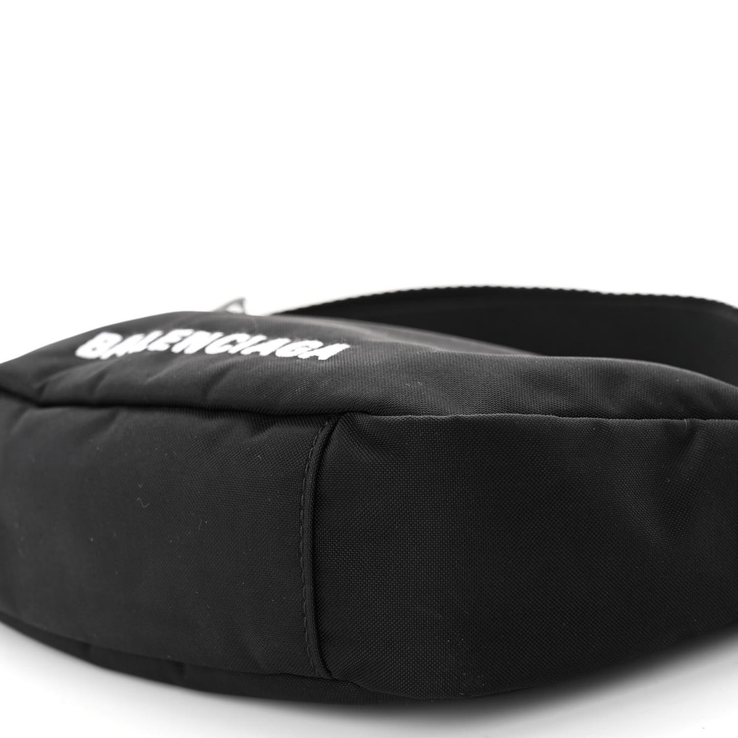 Recycled Sport Nylon Logo Embroidered Wheel Sling Bag Black White