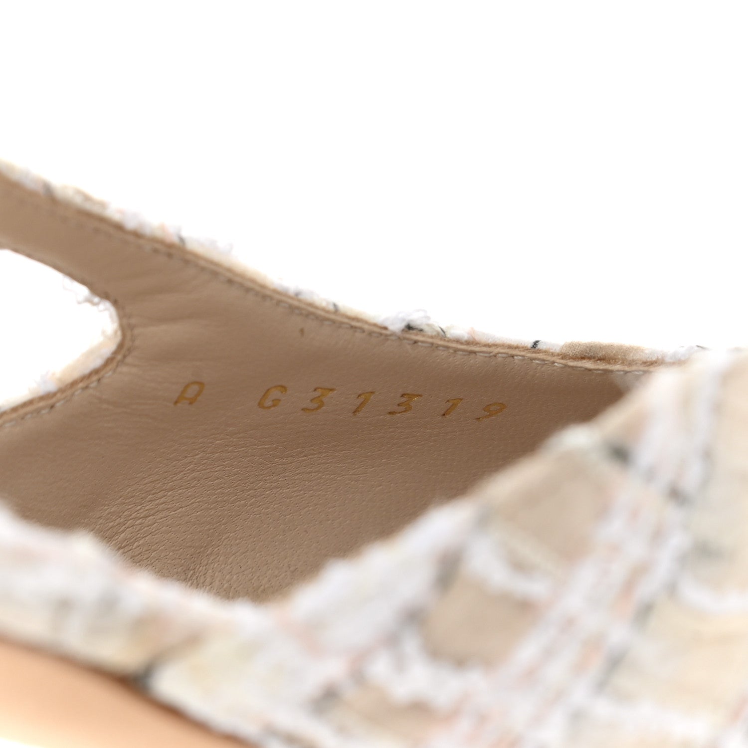 Chanel Tweed Lambskin Cap Toe CC Slingback Flat 40 Light Pink Beige Ecru Black 8 of 9