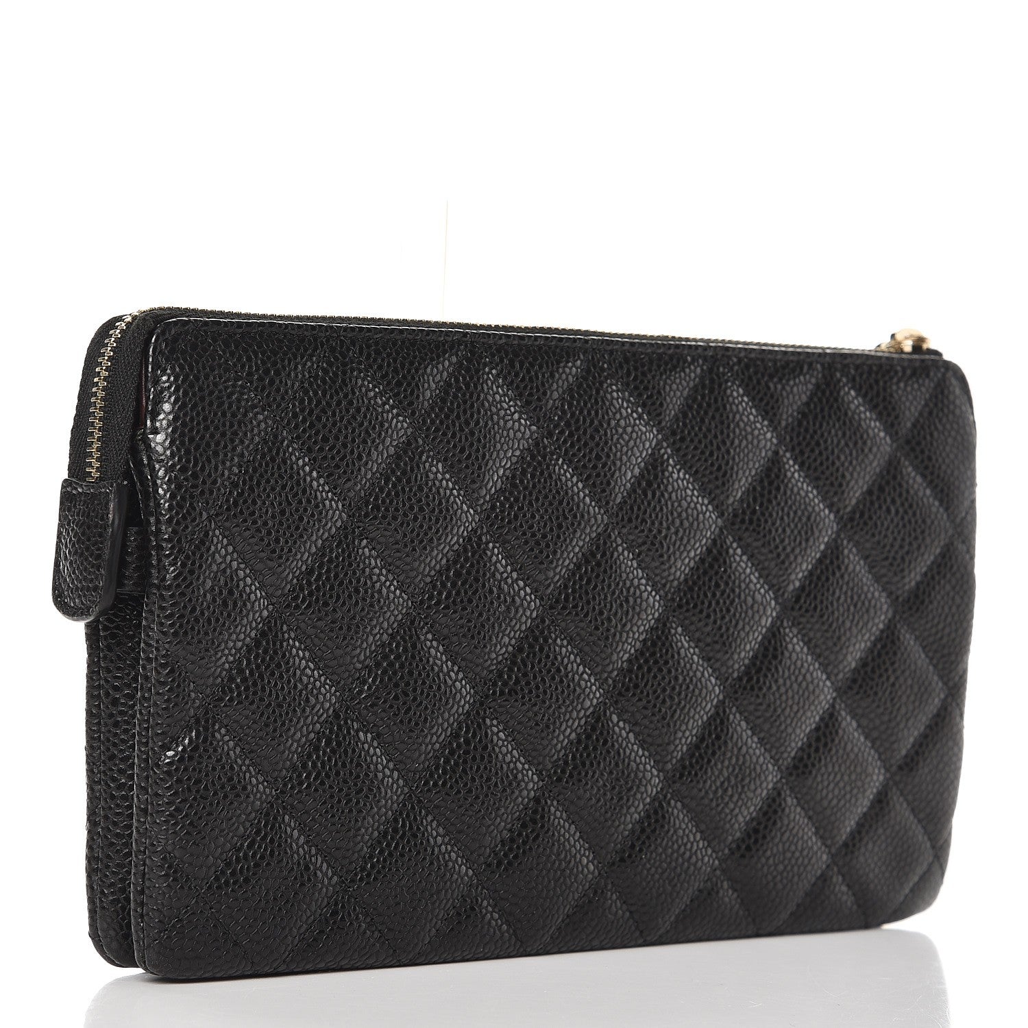 Chanel Caviar Quilted Large Zipped Clutch Black 3 of 9