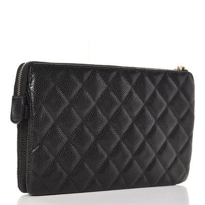 Chanel Caviar Quilted Large Zipped Clutch Black 3 of 9