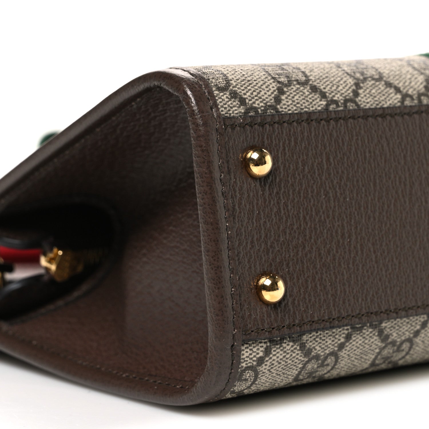 Gucci GG Supreme Monogram Textured Dollar Calfskin Web Small Ophidia Slip Handle Tote Beige Ebony New Acero 9 of 10