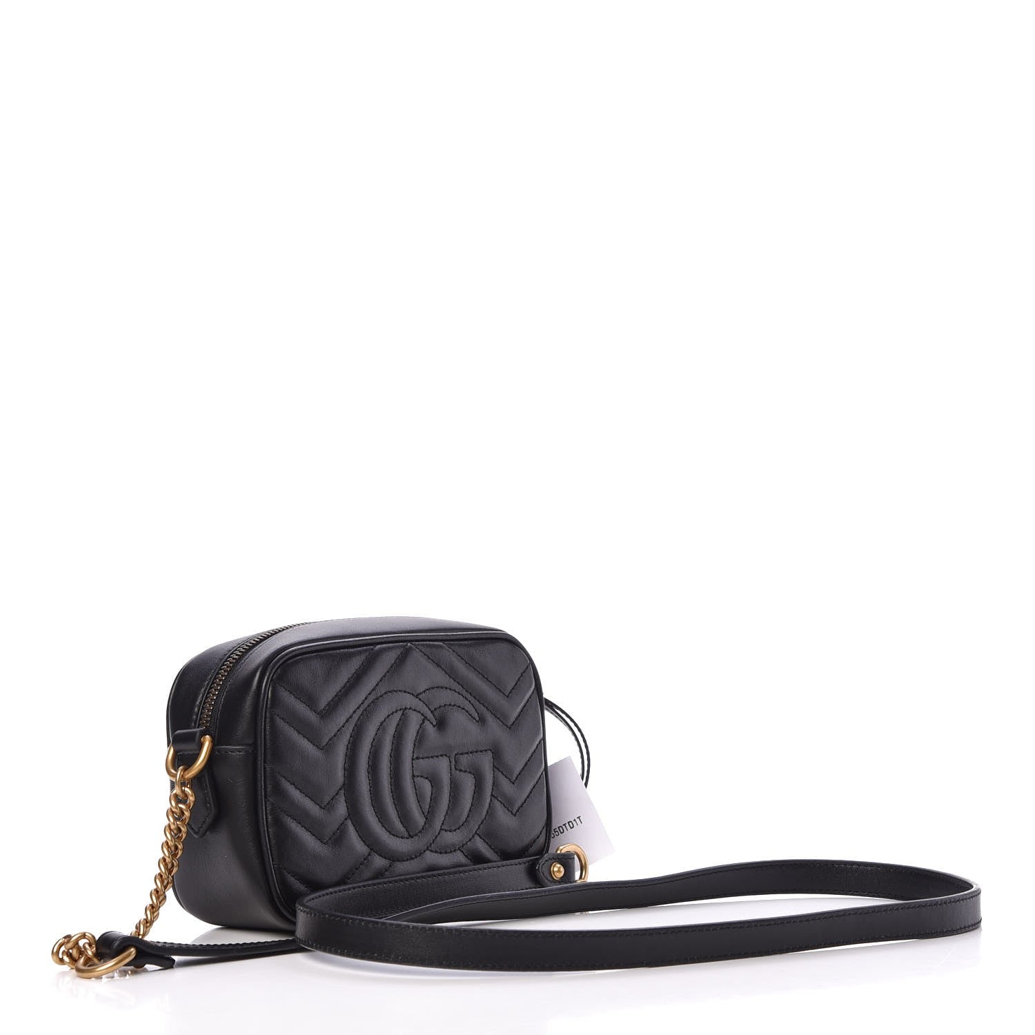 Gucci Calfskin Matelasse Mini GG Marmont Chain Shoulder Bag Black 3 of 7