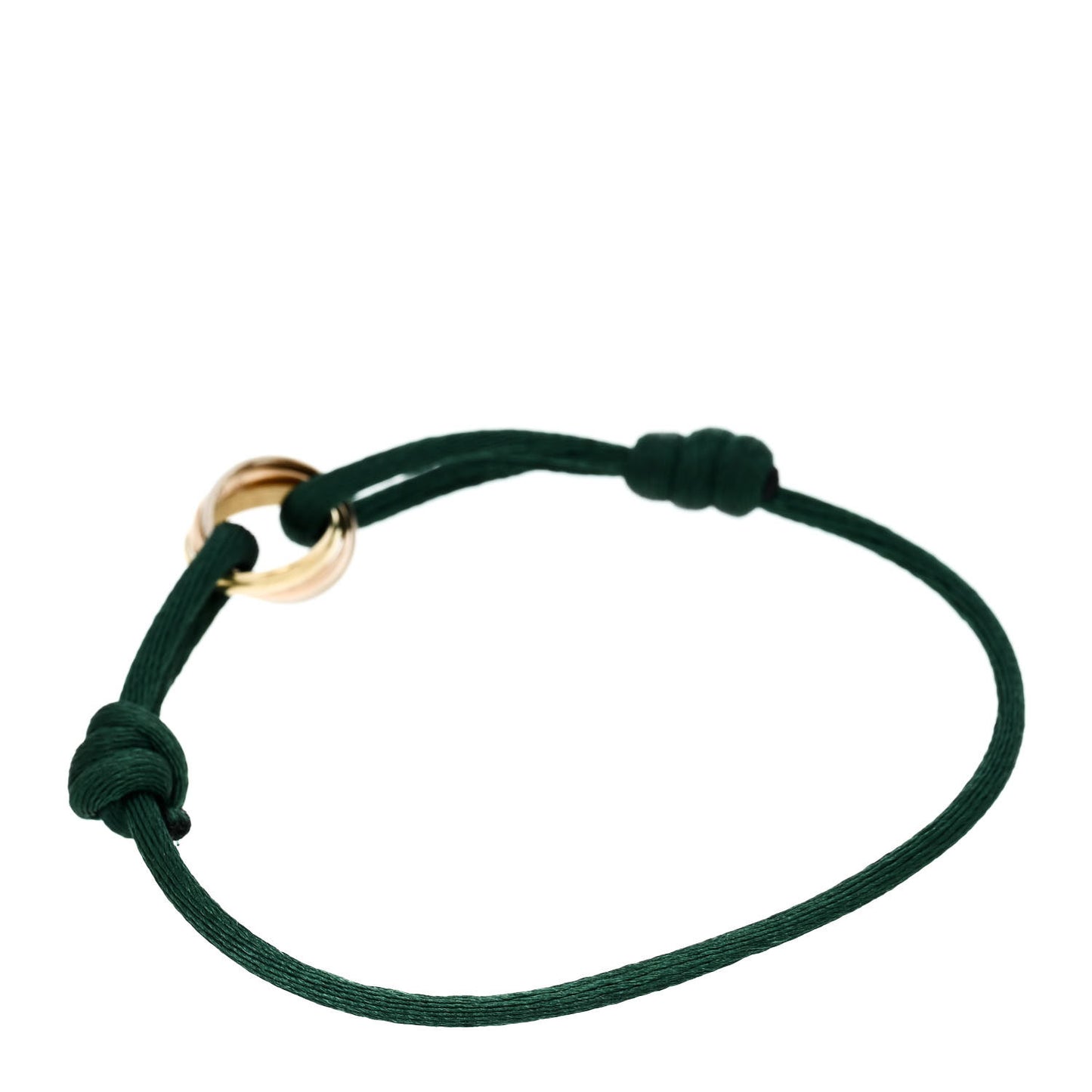 18K Pink Yellow White Gold Trinity Adjustable Cord Bracelet Green