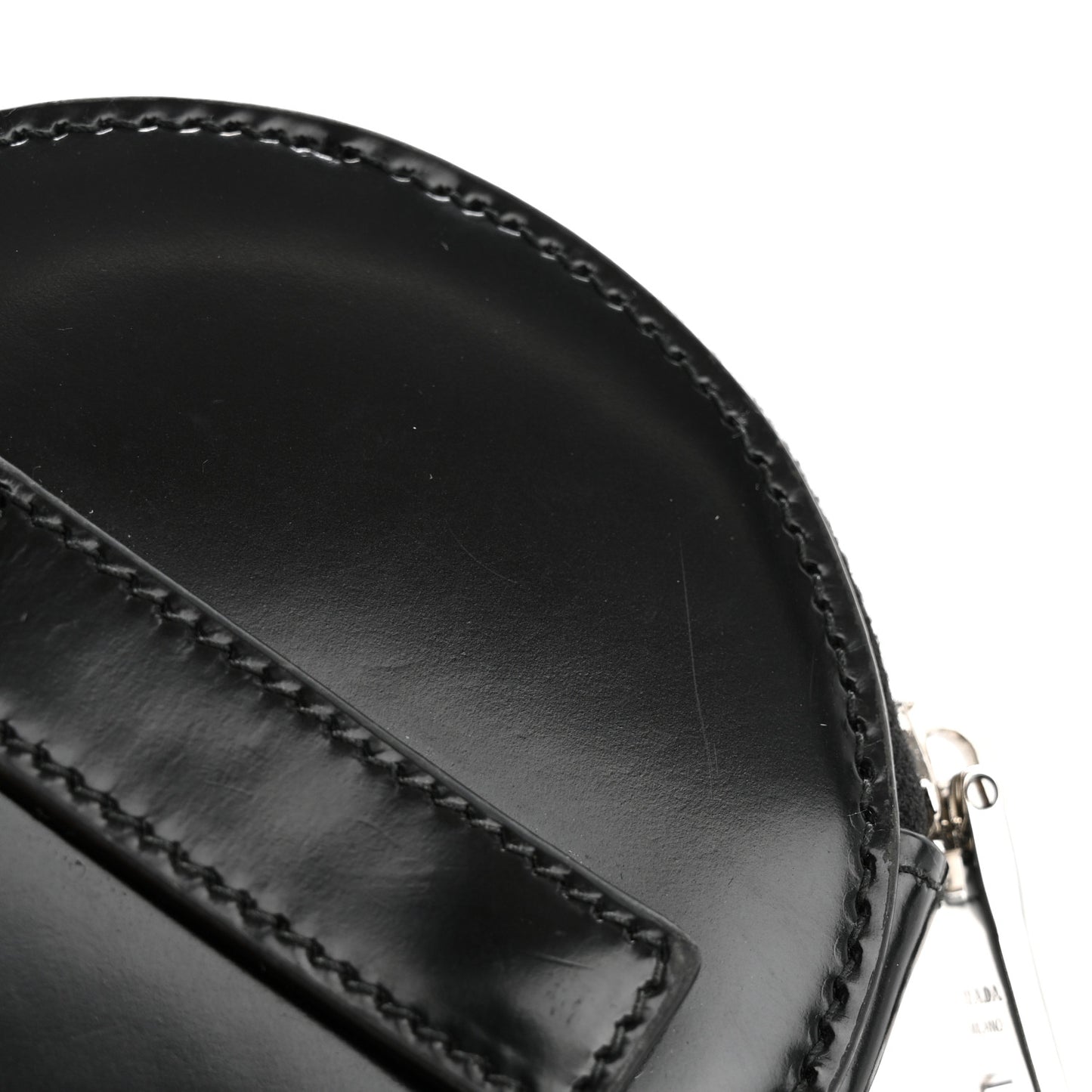 Spazzolato Round Coin Pouch Bag Charm Black