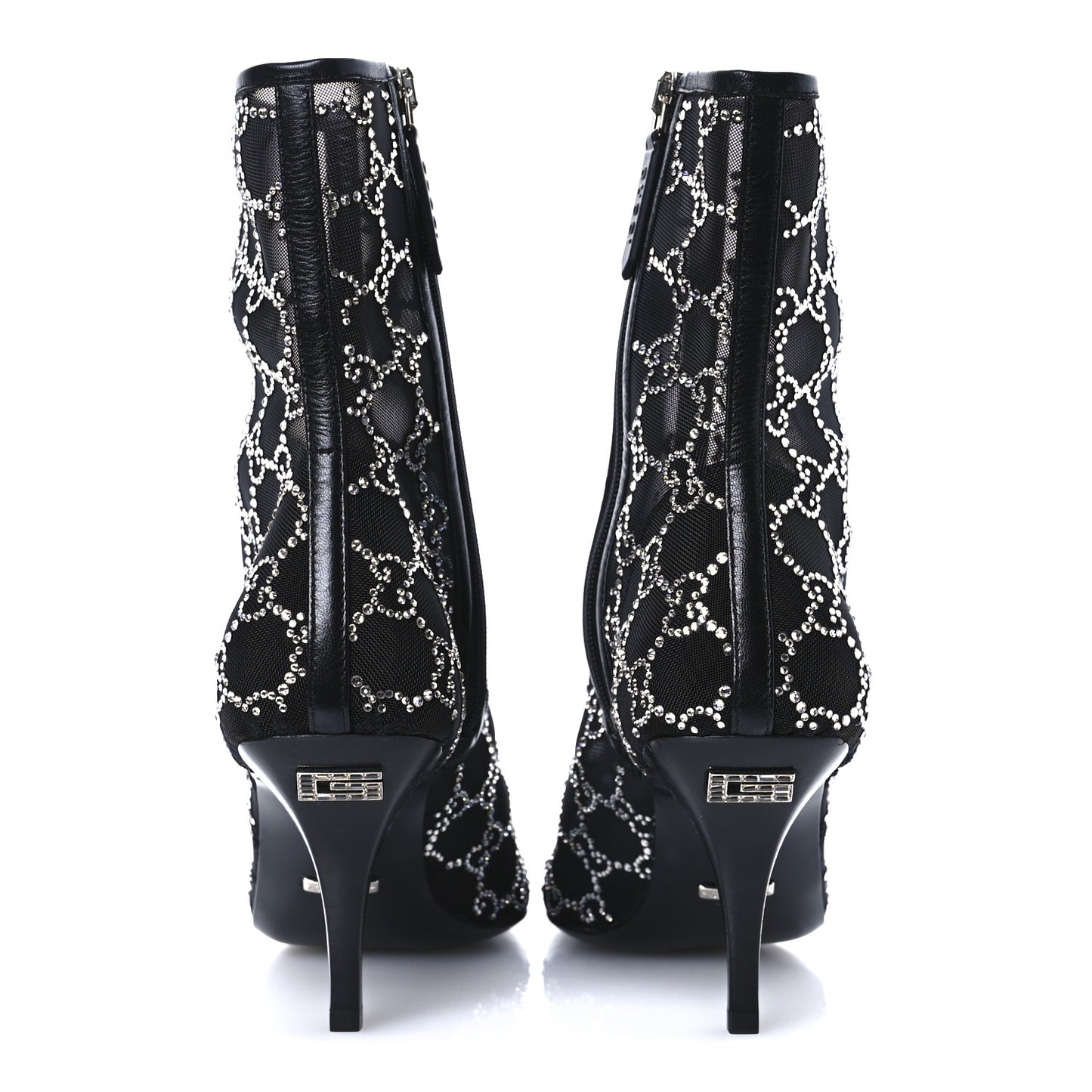 Tela Retino Kid Scamosciato Crystal GG Monogram Square Demi Boot 39 Black