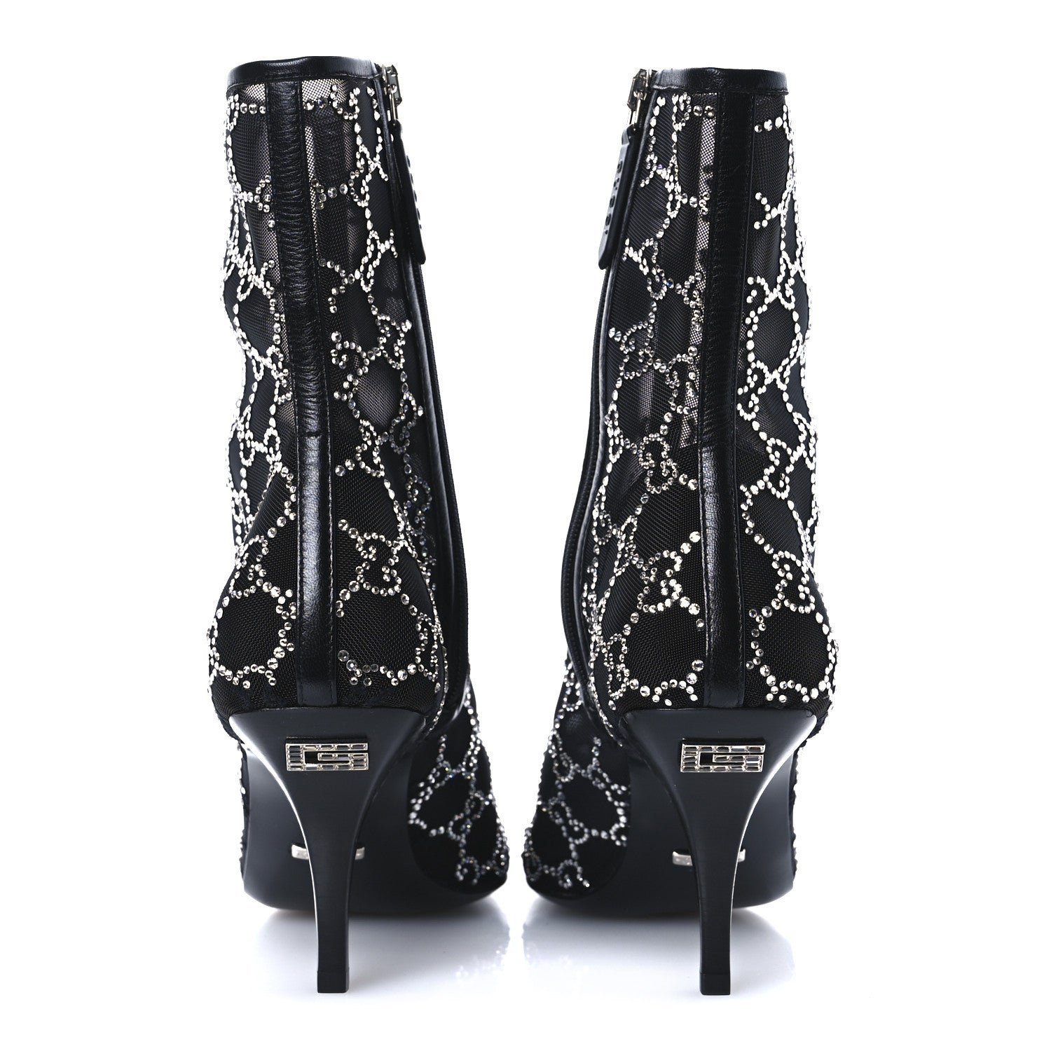 Gucci Tela Retino Kid Scamosciato Crystal GG Monogram Square Demi Boot 39 Black 6 of 11