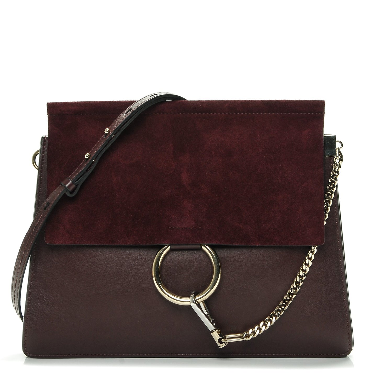 Suede Calfskin Medium Faye Shoulder Bag Dark Purple