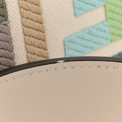 Fendi Canvas Vitello Seta FF Multicolor Embroidered Baguette Grezzo Multicolor Latte 13 of 13