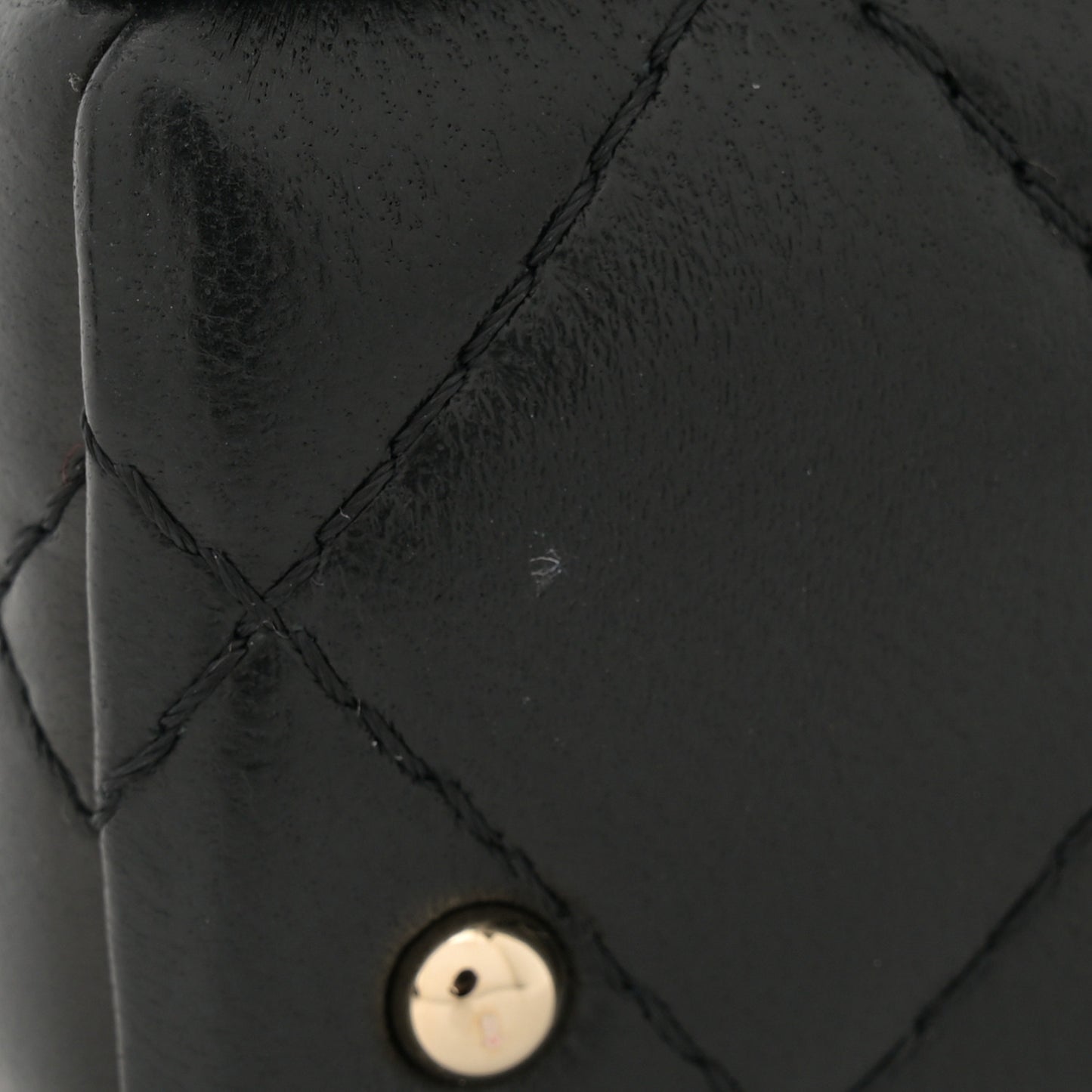 Lambskin Quilted Small CC Top Handle Box Bag Black