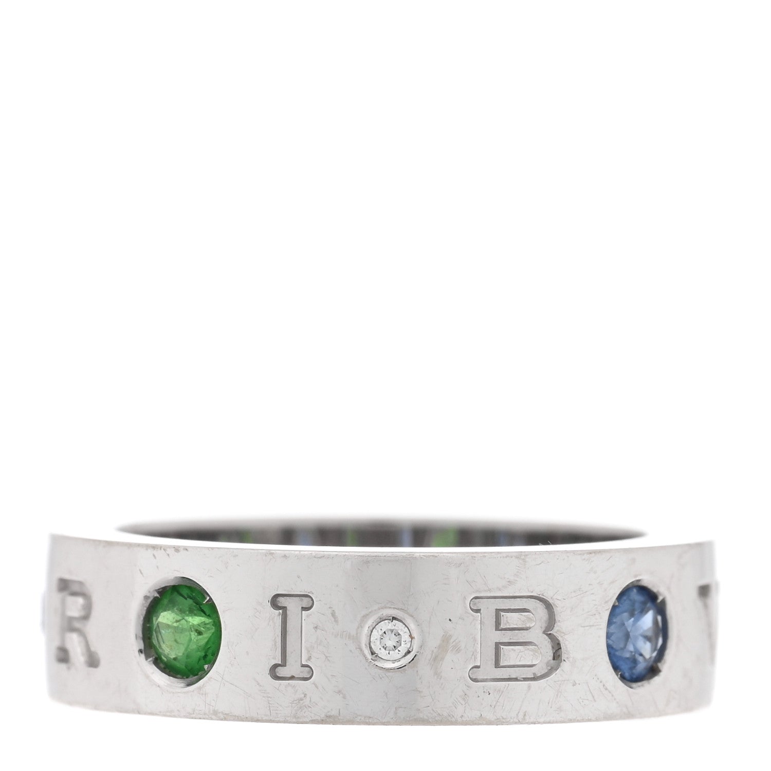 Bulgari 18K White Gold Diamond Blue Sapphire Tsavorite Roman Sorbets Ring 50 5.25 3 of 4
