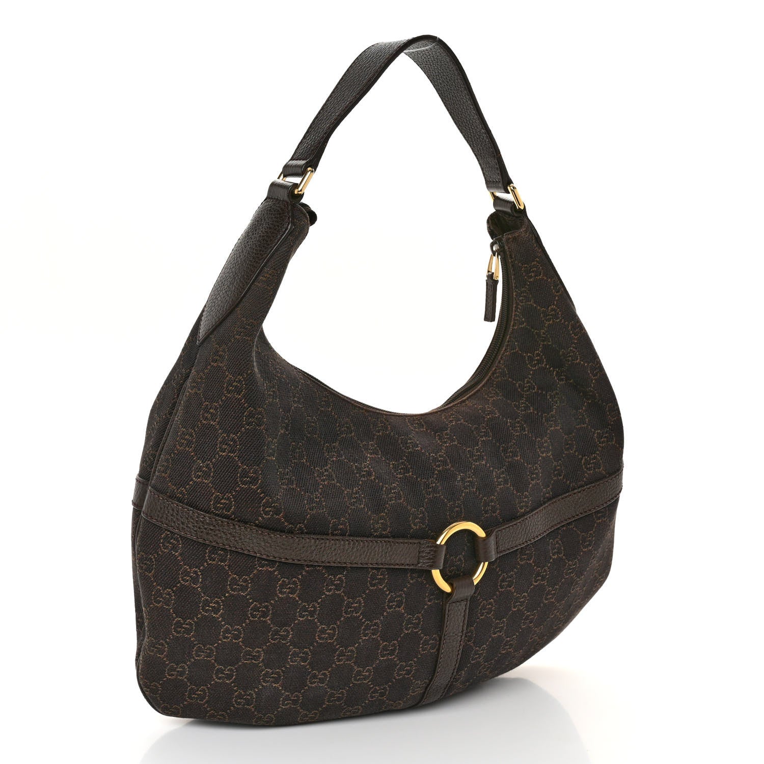 Gucci Canvas GG Reins Hobo Brown Black 3 of 10