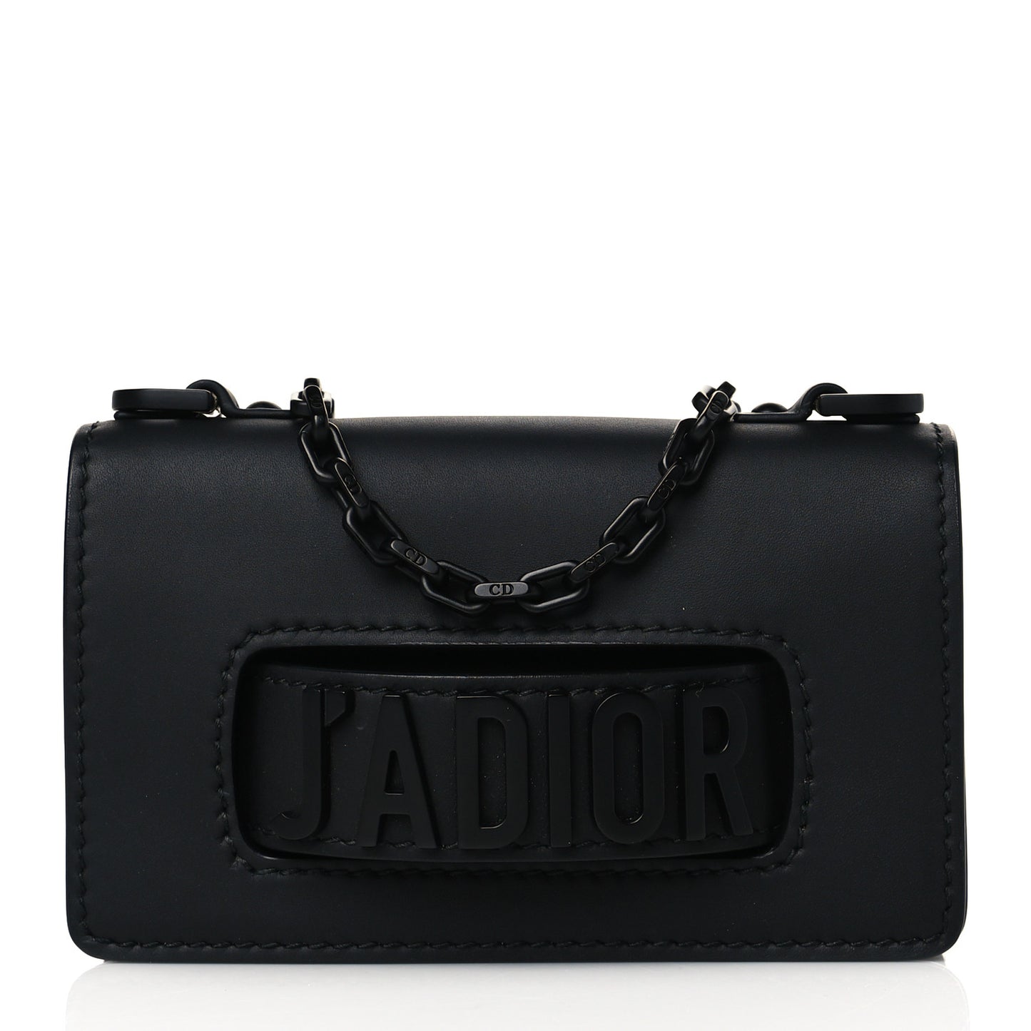 Ultra Matte Calfskin Mini J'Adior Chain Flap Bag Black