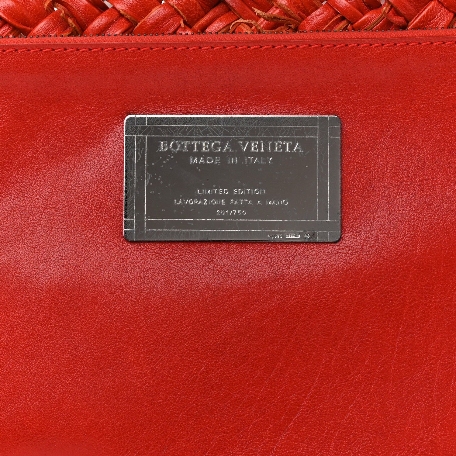 Bottega Veneta Chevre Intrecciato Fringe Netted Medium Cabat Tote Red 9 of 13