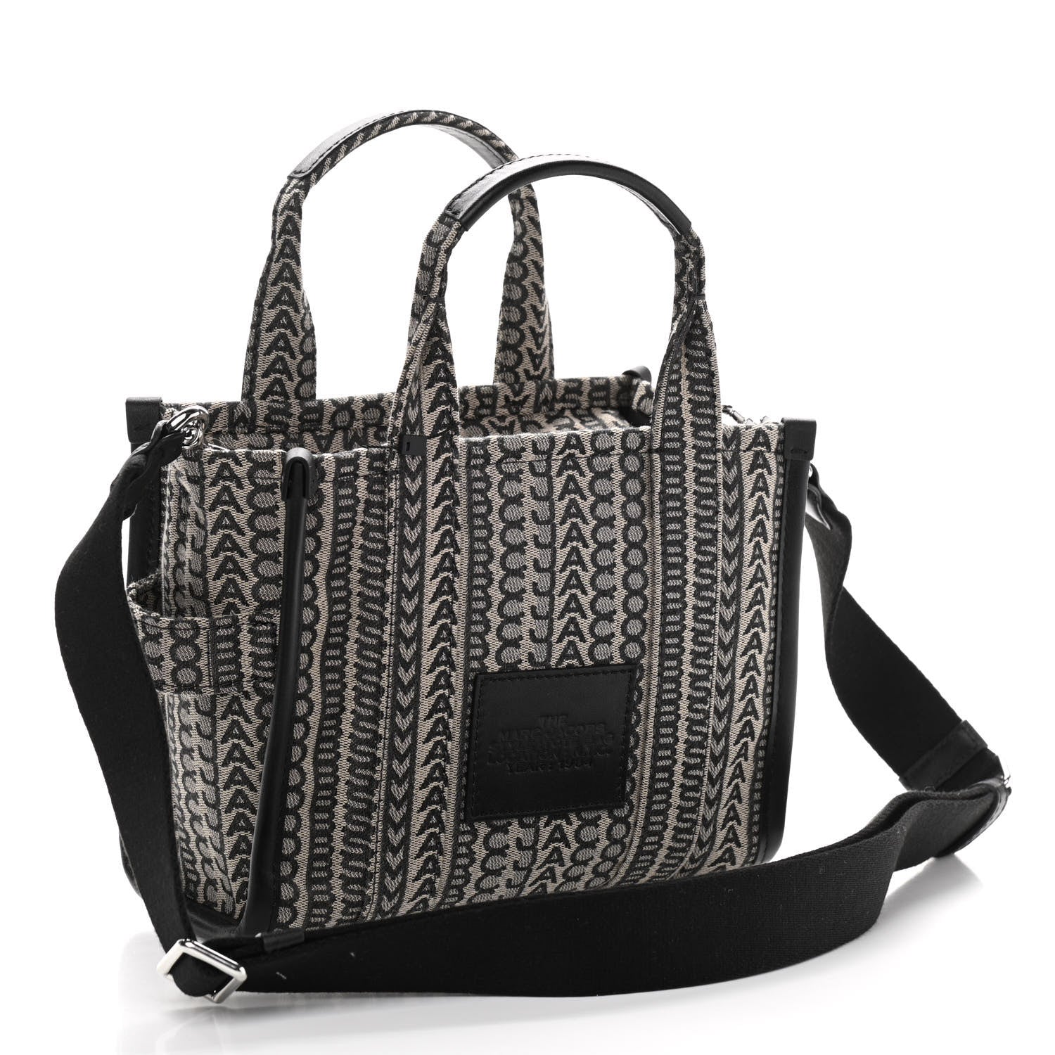 Marc Jacobs Cotton Jacquard Monogram Mini The Traveler Tote Bag Beige Multicolor 2 of 8