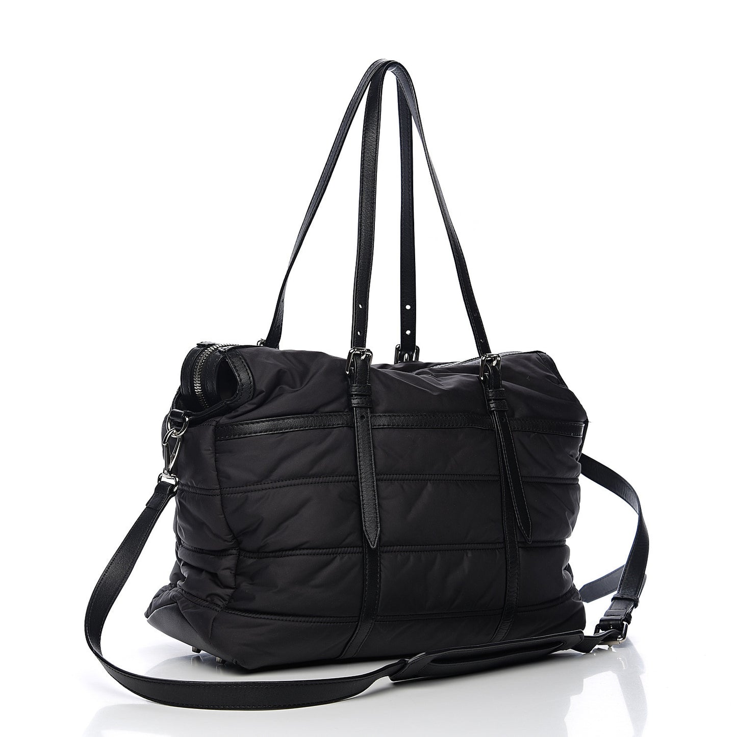 Nylon House Check Quilted Abbey Diaper Bag Black