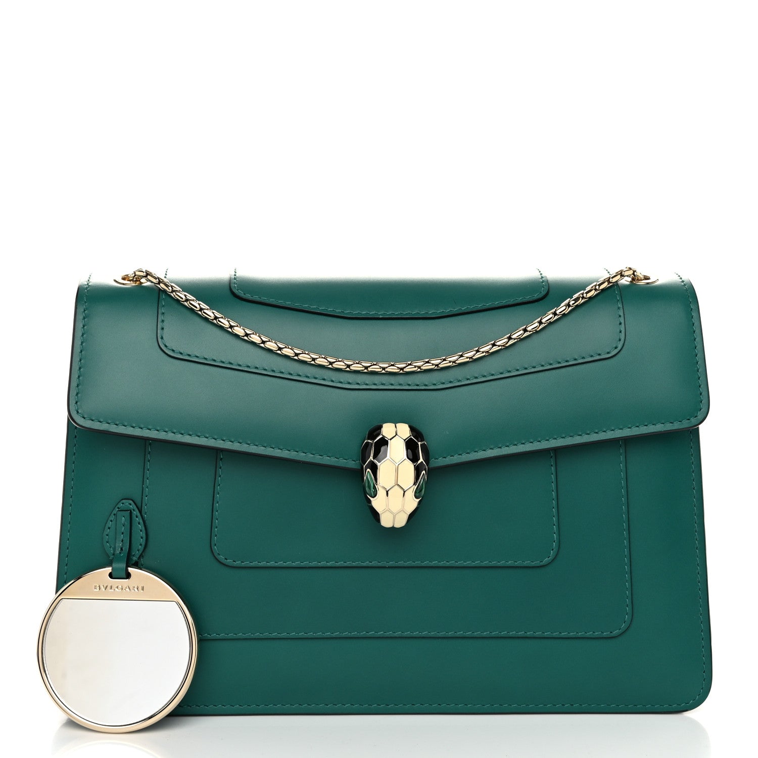 Bulgari Calfskin Serpenti Forever Shoulder Bag Emerald Green 3 of 11