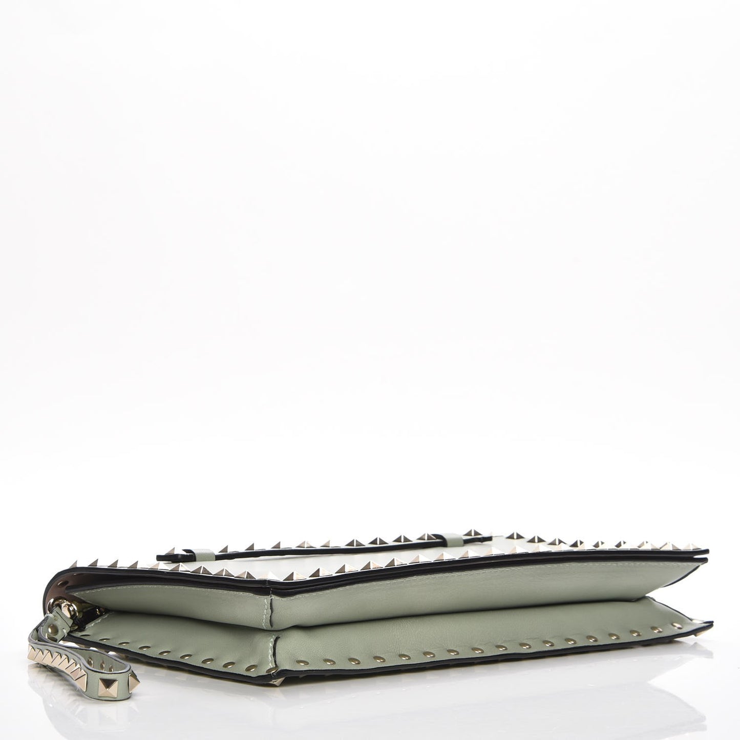 Nappa Rockstud Wristlet Clutch Green Tea Sorbet