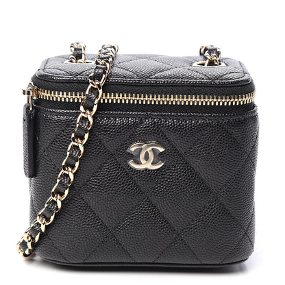Chanel Caviar Quilted Mini Vanity Case With Chain Black 1 of 9