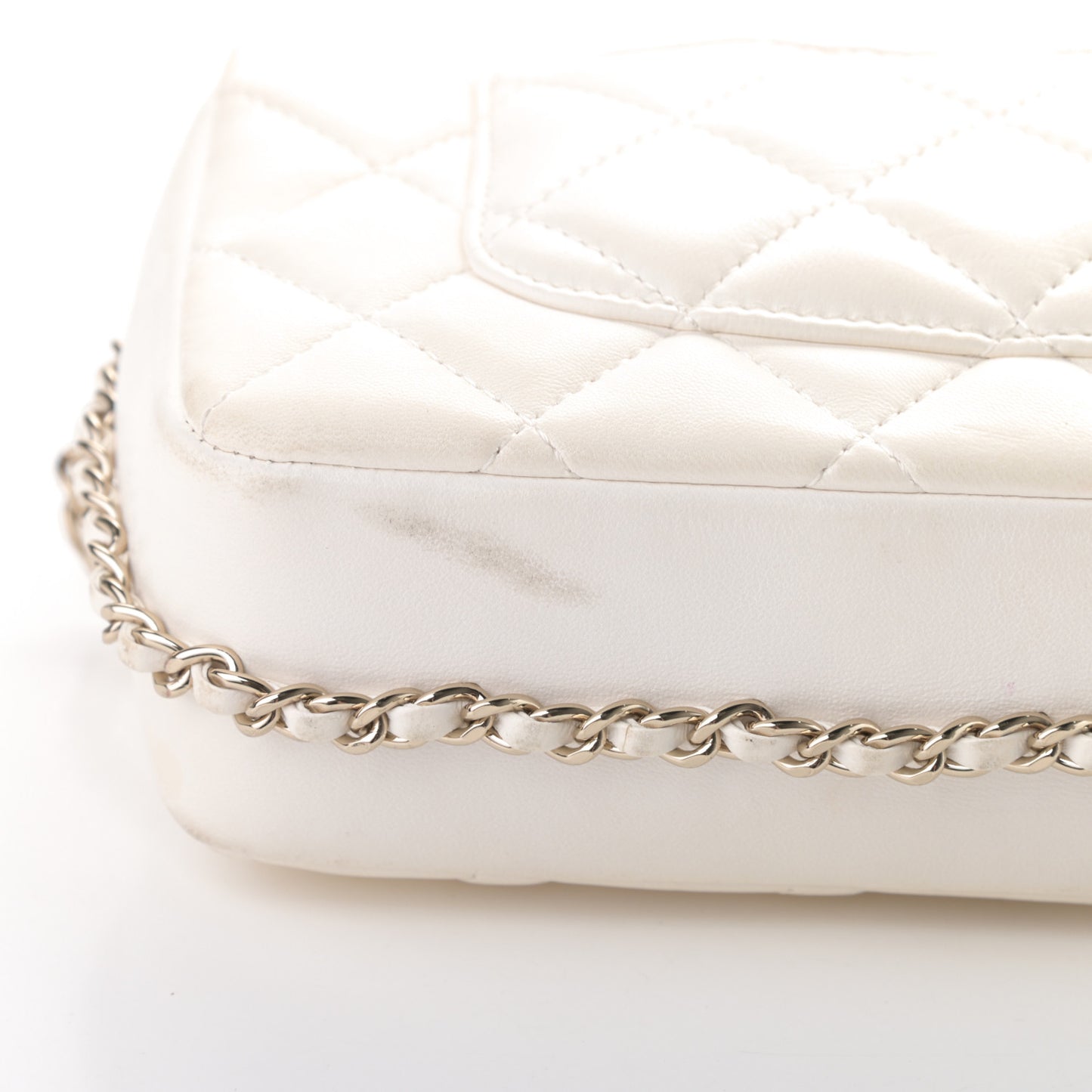 Lambskin Quilted Small My Precious Flap White