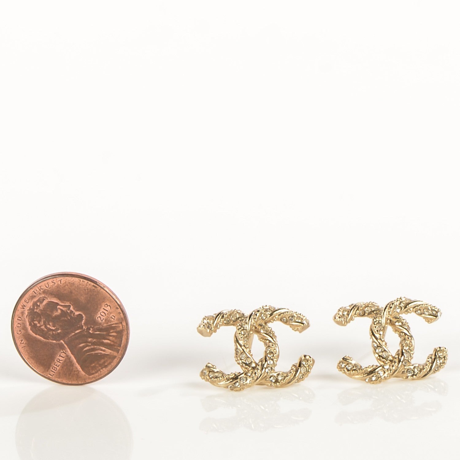 Chanel Crystal Twisted CC Earrings Gold 2 of 5