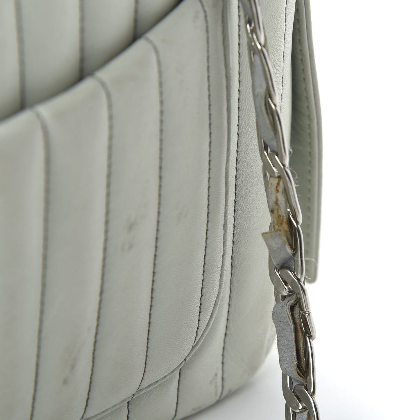 Lambskin Vertical Quilted Mademoiselle Camera Case Green
