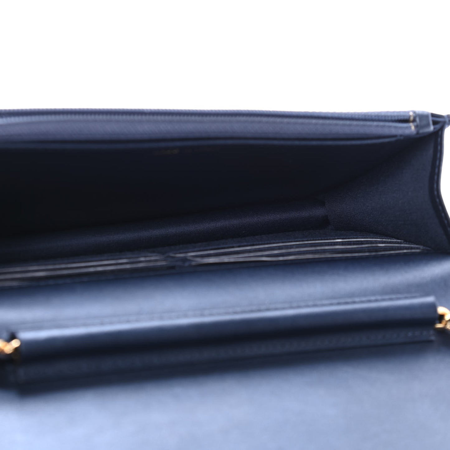 Iridescent Calfskin Velvet Stripe Wallet On Chain WOC Blue