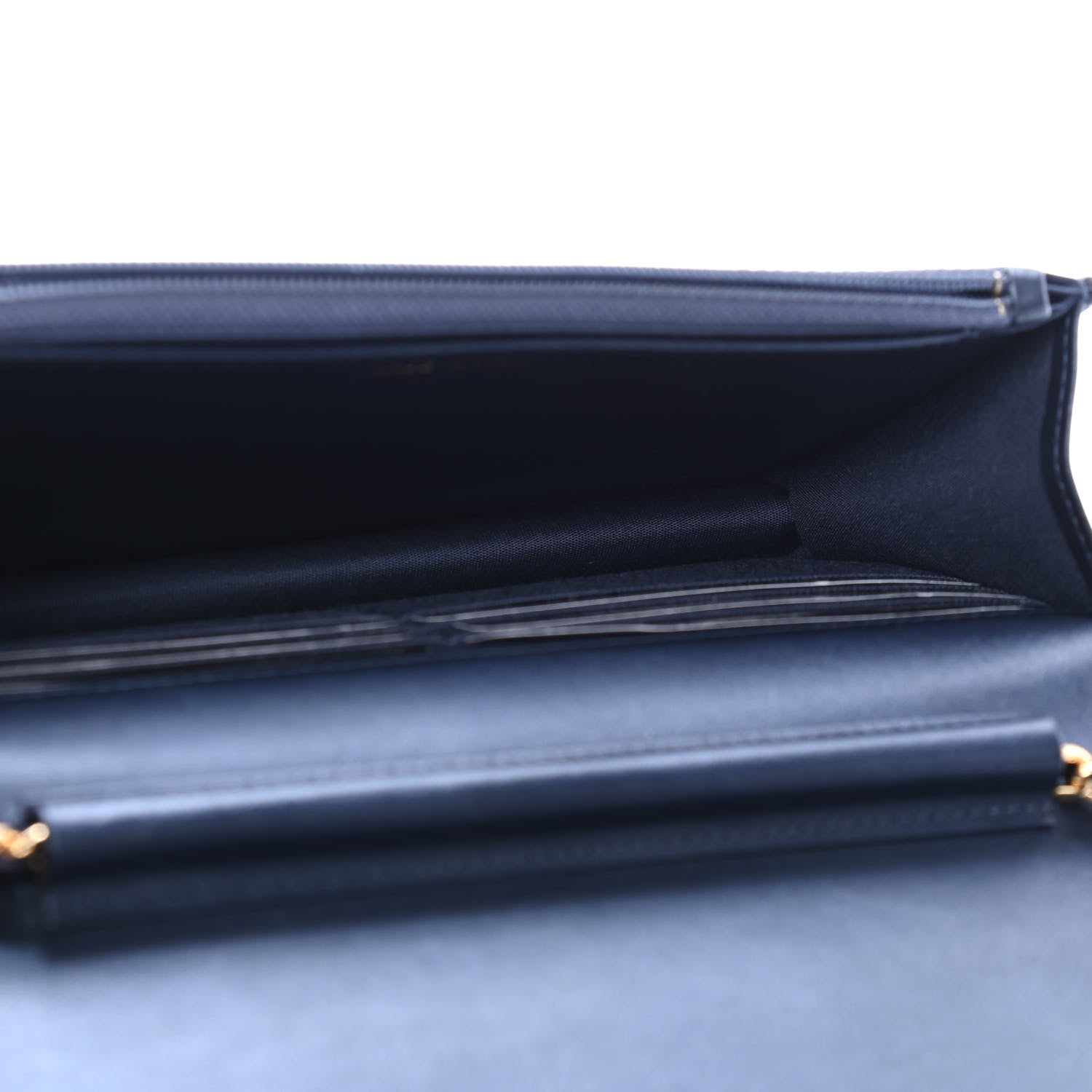 Chanel Iridescent Calfskin Velvet Stripe Wallet On Chain WOC Blue 4 of 4