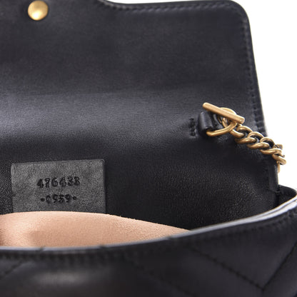 Gucci Calfskin Matelasse Super Mini GG Marmont Shoulder Bag Black 6 of 9