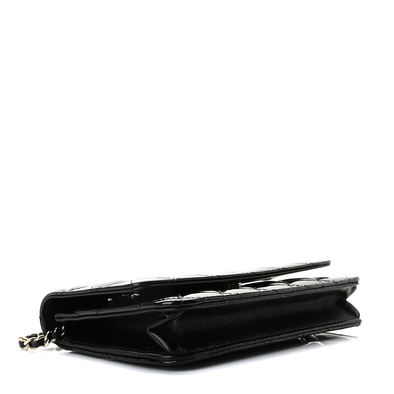 Chanel Patent Quilted Wallet On Chain WOC Black 4 of 9