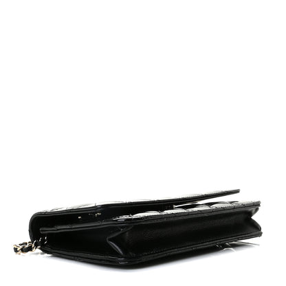 Chanel Patent Quilted Wallet On Chain WOC Black 4 of 9