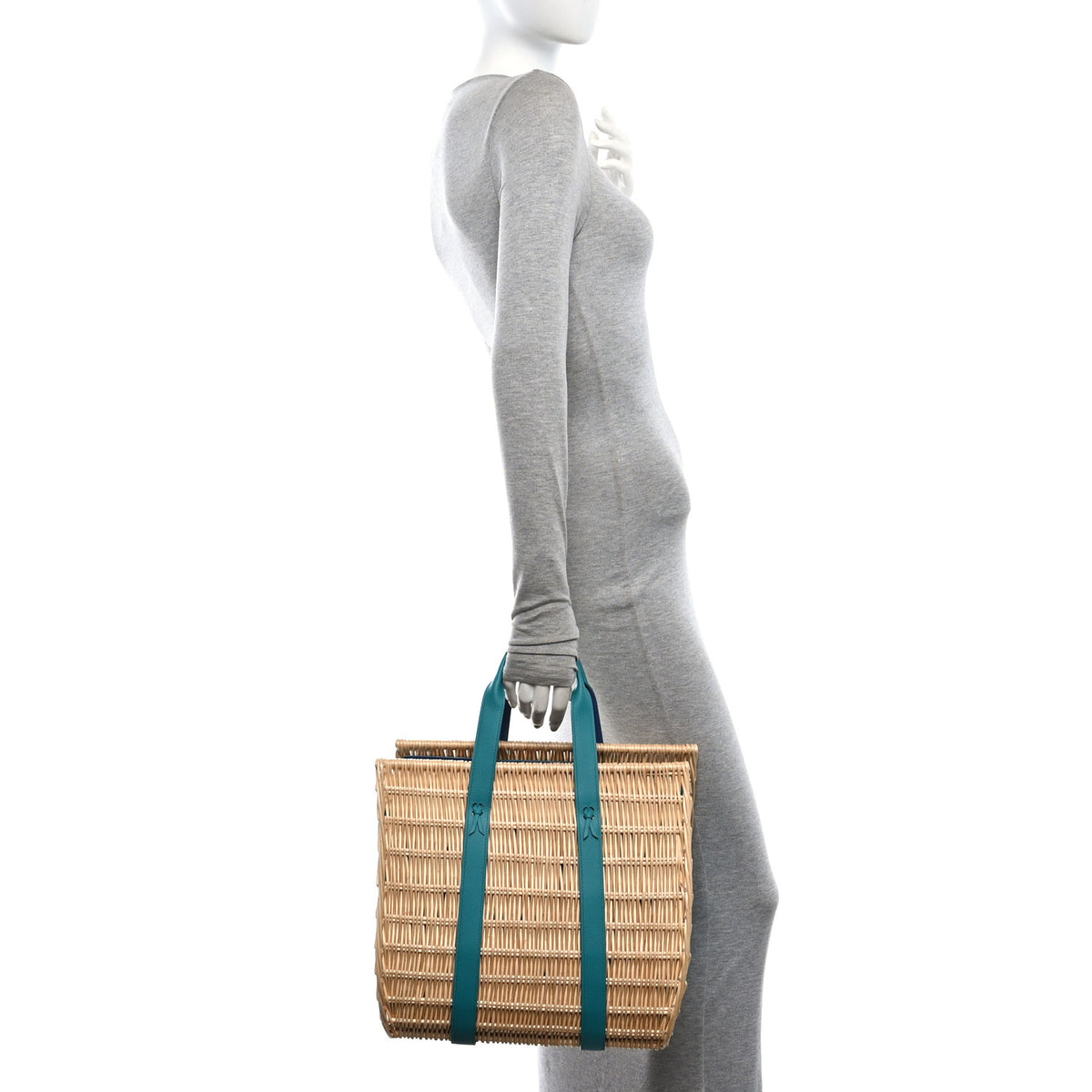 Hermes Epsom Wicker Basket Bag GM  Vert Verone Naturel 2 of 10