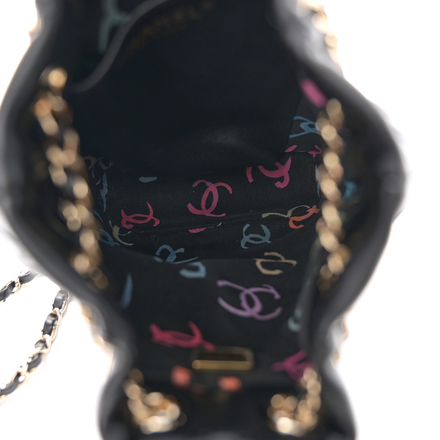 Chanel Shiny Lambskin Quilted Drawstring Backpack Black 5 of 13