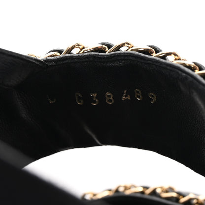 Chanel Lambskin Cork Chain Sandals 36 Black 9 of 10