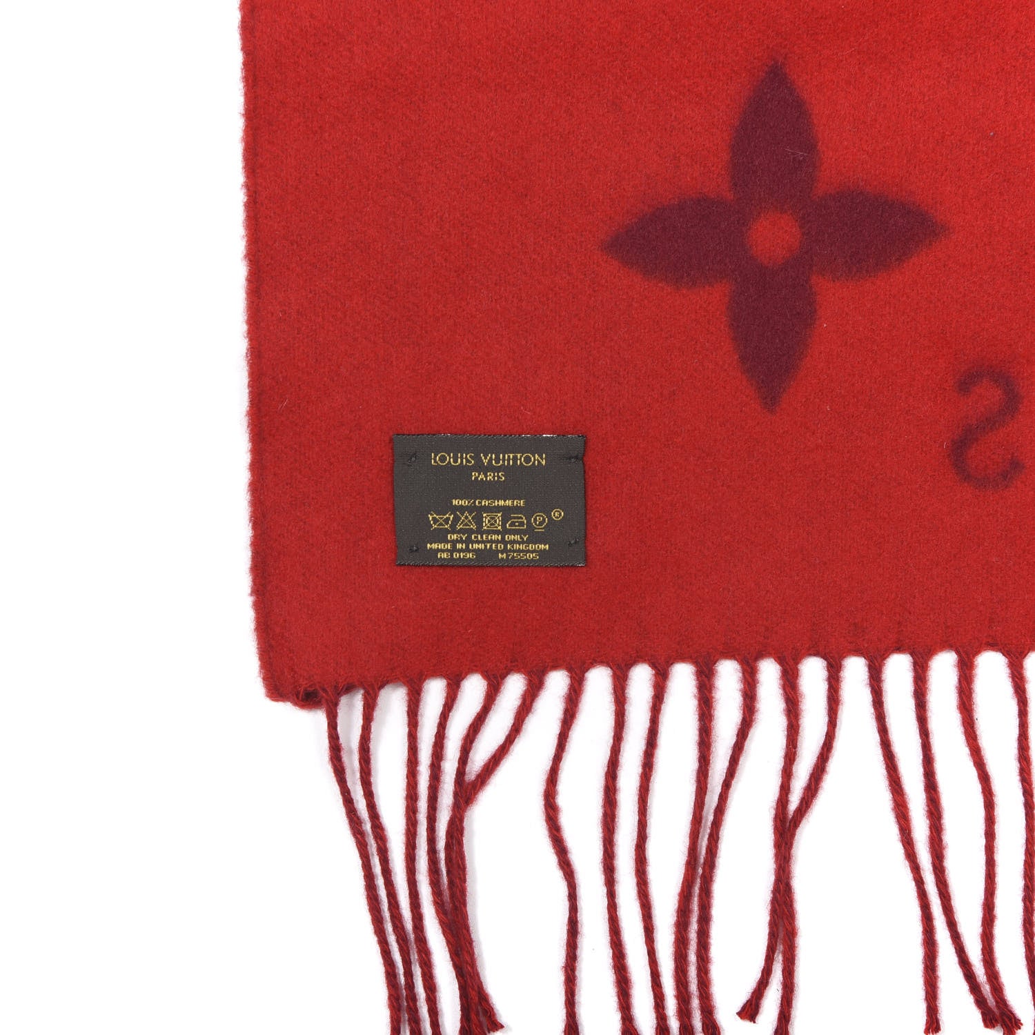 Louis Vuitton Cashmere Monogram Reykjavik Scarf Cherry 3 of 3