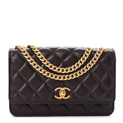 Chanel Lambskin Quilted Pillow Crush Wallet On Chain WOC Dark Brown 1 of 11