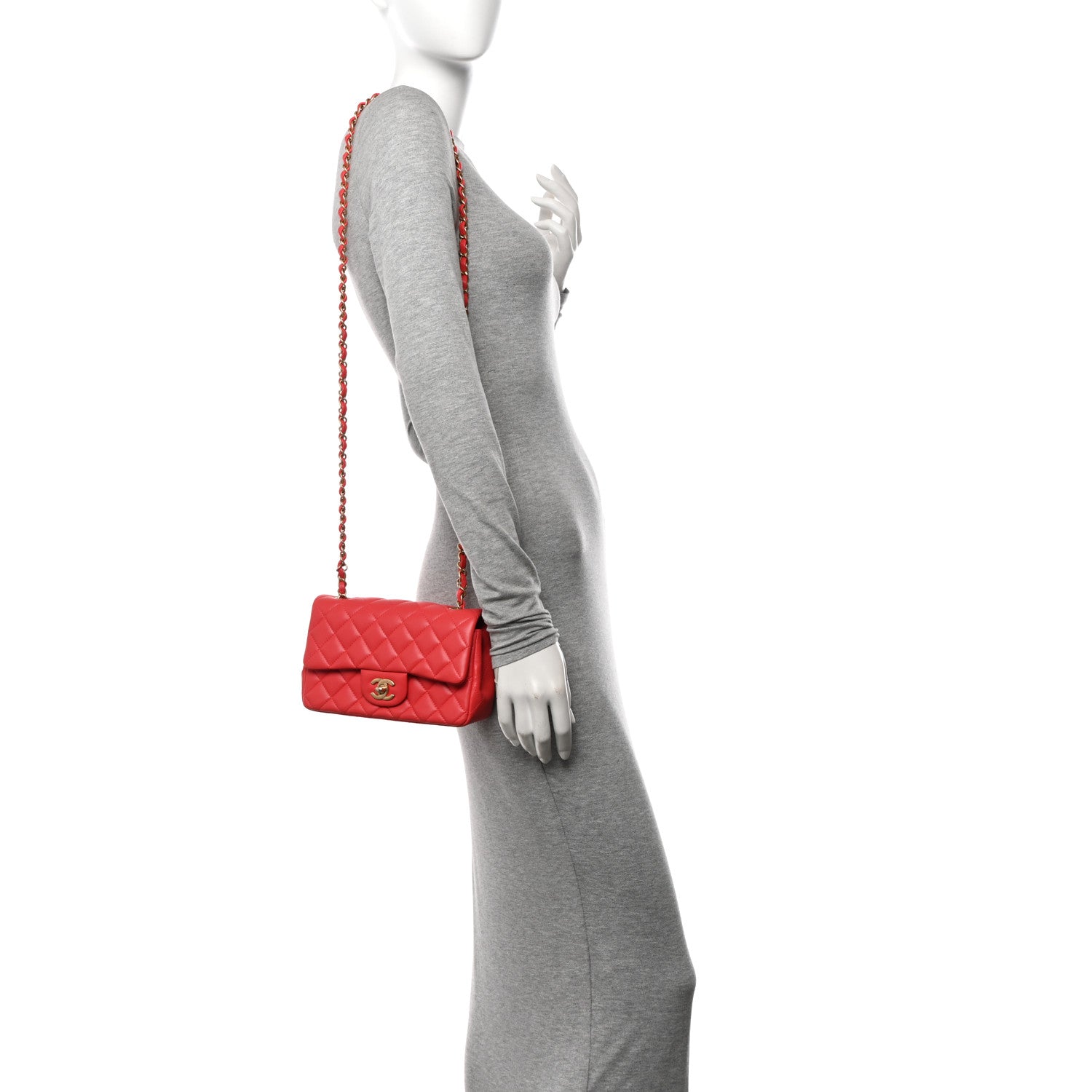 Chanel Lambskin Quilted Mini Rectangular Flap Red 2 of 11