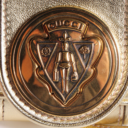Gucci Leather Papillon Crest Evening Bag Metallic Gold 6 of 8
